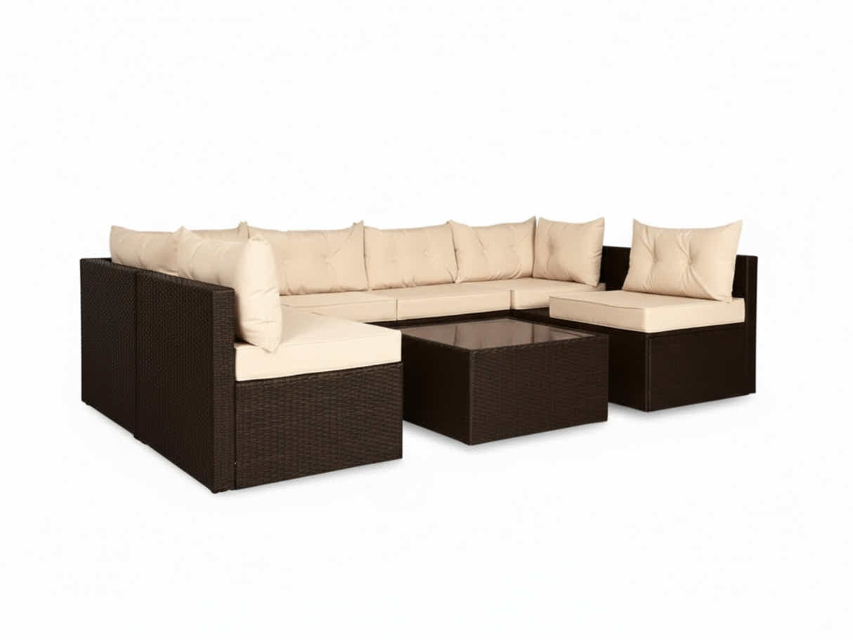 Shelby 5-Piece Outdoor Set - Brown + Beige