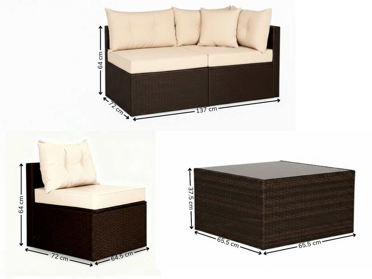 Shelby 5-Piece Outdoor Set - Brown + Beige
