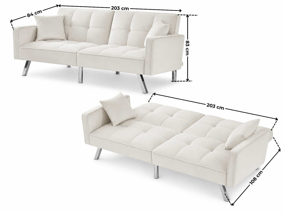 DS Legen Futon Sofa Bed Velvet - Beige