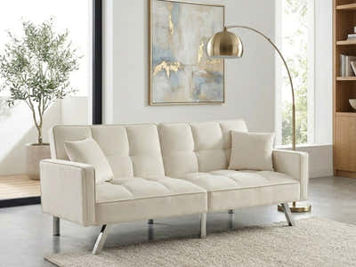 DS Legen Futon Sofa Bed Velvet - Beige