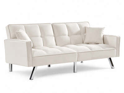 DS Legen Futon Sofa Bed Velvet - Beige