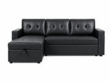 Auden Pull Out Sofa Bed with Storage Chaise PU - Black