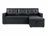 Auden Pull Out Sofa Bed with Storage Chaise PU - Black