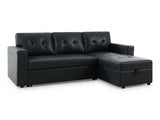 Auden Pull Out Sofa Bed with Storage Chaise PU - Black