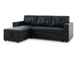 Auden Pull Out Sofa Bed with Storage Chaise PU - Black