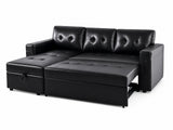 Auden Pull Out Sofa Bed with Storage Chaise PU - Black