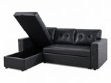 Auden Pull Out Sofa Bed with Storage Chaise PU - Black