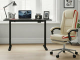 Height Adjustable Desk Set LK All Black & Siena Executive Office Chair PU Beige