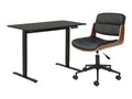 Height Adjustable Desk Set LK All Black & Rocket Wooden Executive Office Chair