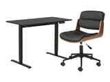 Height Adjustable Desk Set LK All Black & Rocket Wooden Executive Office Chair