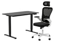 Height Adjustable Desk Set LK All Black & Molina Mesh Task Chair White+Black