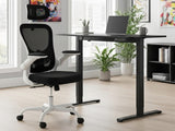 Height Adjustable Desk Set LK All Black & Molina Mesh Task Chair White+Black