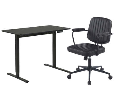Height Adjustable Desk Set LK All Black & Elio Office Chair