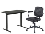 Height Adjustable Desk Set LK All Black & Elio Office Chair