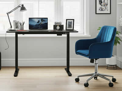 Height Adjustable Desk Set LK All Black & Artechwork Office Chair