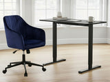 Height Adjustable Desk Set LK All Black & Lilac Office Chair Velvet Blue
