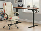 Height Adjustable Desk Set LK walnut Black & Siena Executive Office Chair PU Beige