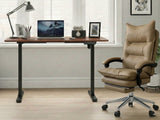 Height Adjustable Desk Set LK walnut Black & New Markus Office Chair with Footrest PU Khaki