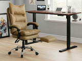 Height Adjustable Desk Set LK walnut Black & New Markus Office Chair with Footrest PU Khaki