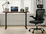 Height Adjustable Desk Set LK walnut Black & Molina Mesh Task Chair Black+Black