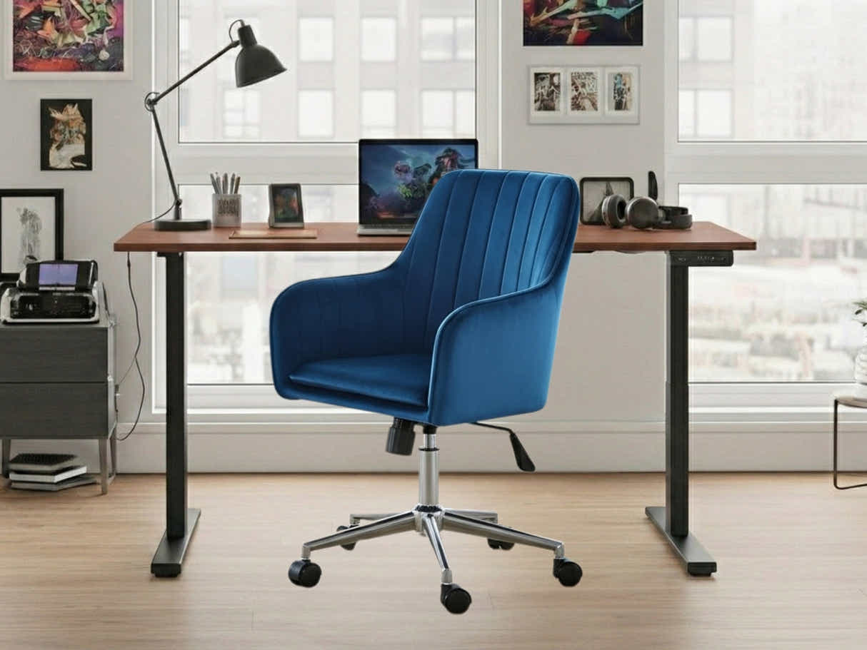 Height Adjustable Desk Set LK walnut Black & Artechwork Office Chair