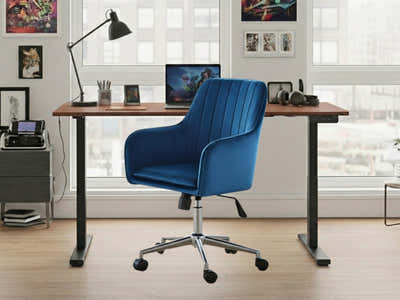 Height Adjustable Desk Set LK walnut Black & Artechwork Office Chair
