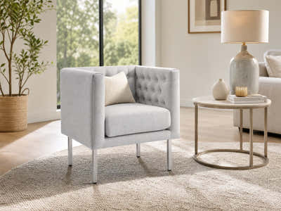 Tufted Club Chair - Grey