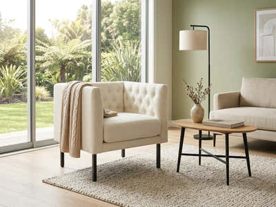 Tufted Club Chair - White