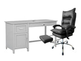 Home Office Desk with Storage Grey & New Markus Office Chair with Footrest PU Black