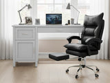 Home Office Desk with Storage Grey & New Markus Office Chair with Footrest PU Black