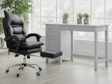 Home Office Desk with Storage Grey & New Markus Office Chair with Footrest PU Black