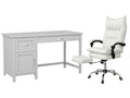 Home Office Desk with Storage Grey & New Markus Office Chair with Footrest PU White