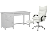 Home Office Desk with Storage Grey & New Markus Office Chair with Footrest PU White