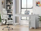 Home Office Desk with Storage Grey & New Markus Office Chair with Footrest PU White