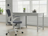 Home Office Desk with Storage Grey & Molina Mesh Task Chair White+Grey