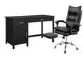 Home Office Desk with Storage Black & New Markus Office Chair with Footrest PU Black