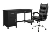 Home Office Desk with Storage Black & New Markus Office Chair with Footrest PU Black (Combo)