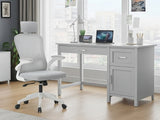 Home Office Desk with Storage Grey & Ergo Office Chair 094 grey and white (Combo)