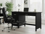 Home Office Desk with Storage Black & New Markus Office Chair with Footrest PU Black (Combo)
