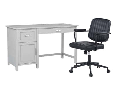 Home Office Desk with Storage Grey & Elio Office Chair (Combo)