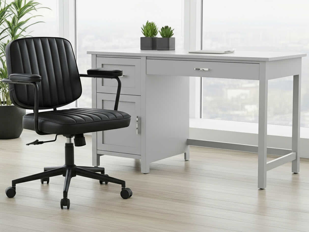 Home Office Desk with Storage Grey & Elio Office Chair