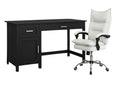 Home Office Desk with Storage Black & New Markus Office Chair with Footrest PU White
