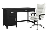 Home Office Desk with Storage Black & New Markus Office Chair with Footrest PU White