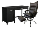 Home Office Desk with Storage Black & New Markus Office Chair with Footrest PU Coffee