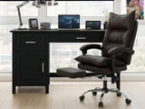 Home Office Desk with Storage Black & New Markus Office Chair with Footrest PU Coffee