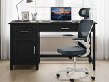Home Office Desk with Storage Black & Molina Mesh Task Chair White+Grey
