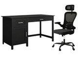 Home Office Desk with Storage Black & Molina Mesh Task Chair Black+Black