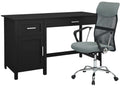 Home Office Desk with Storage Black & Meshmallow Office Chair 001 grey