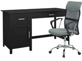 Home Office Desk with Storage Black & Meshmallow Office Chair 001 grey