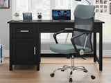 Home Office Desk with Storage Black & Meshmallow Office Chair 001 grey